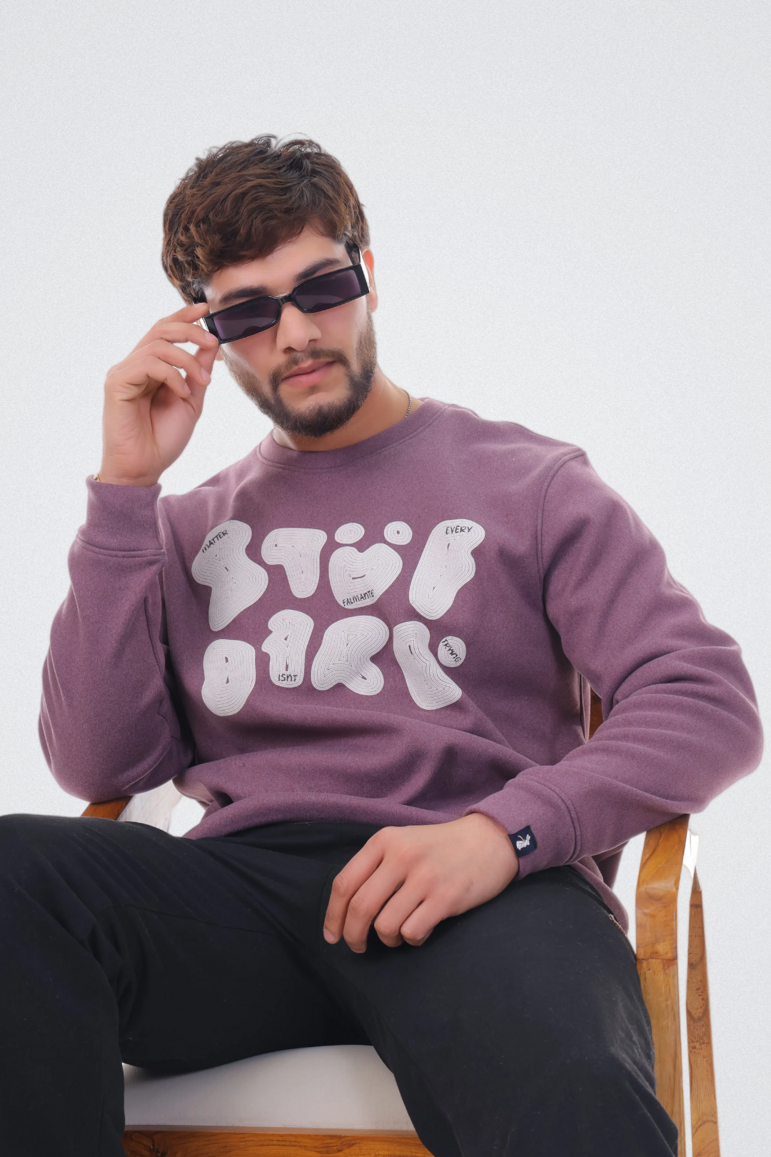 Abstract Typography Art Plum Purple Sweatshirt