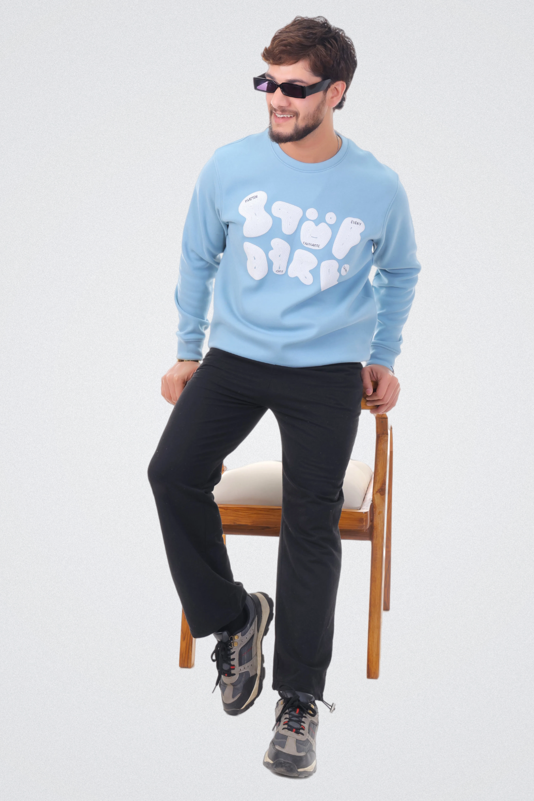 Abstract Typography Art Sky Blue Sweatshirt