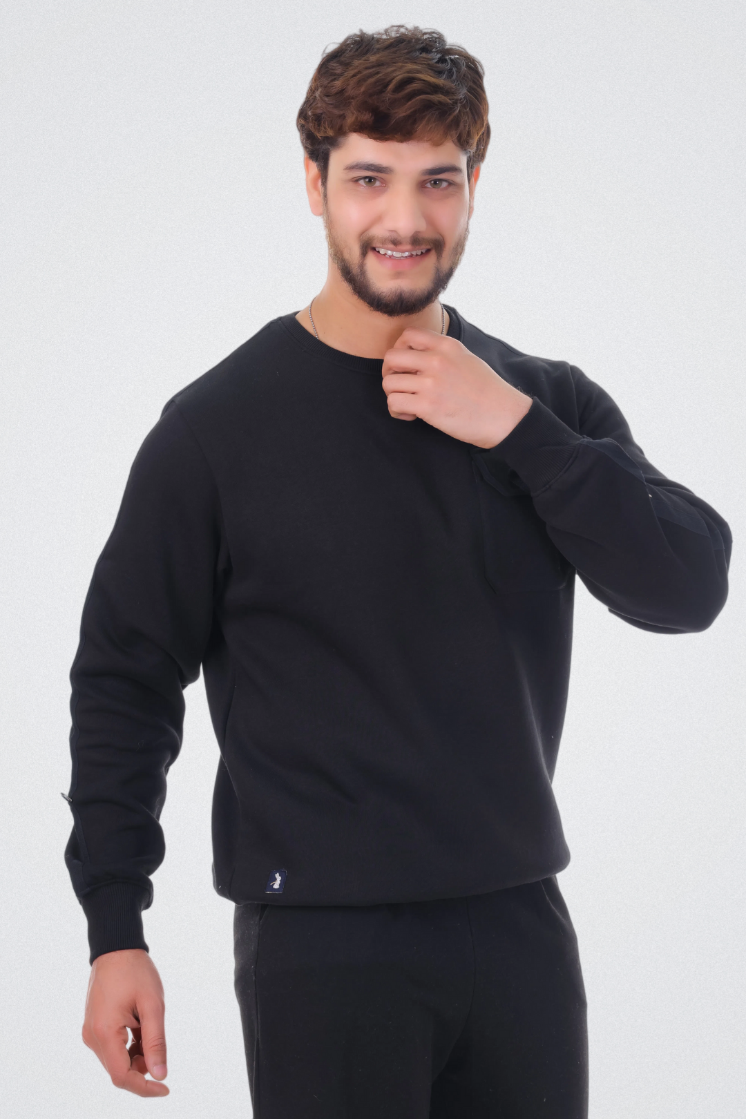 Solid Sweatshirt with Flap Pocket