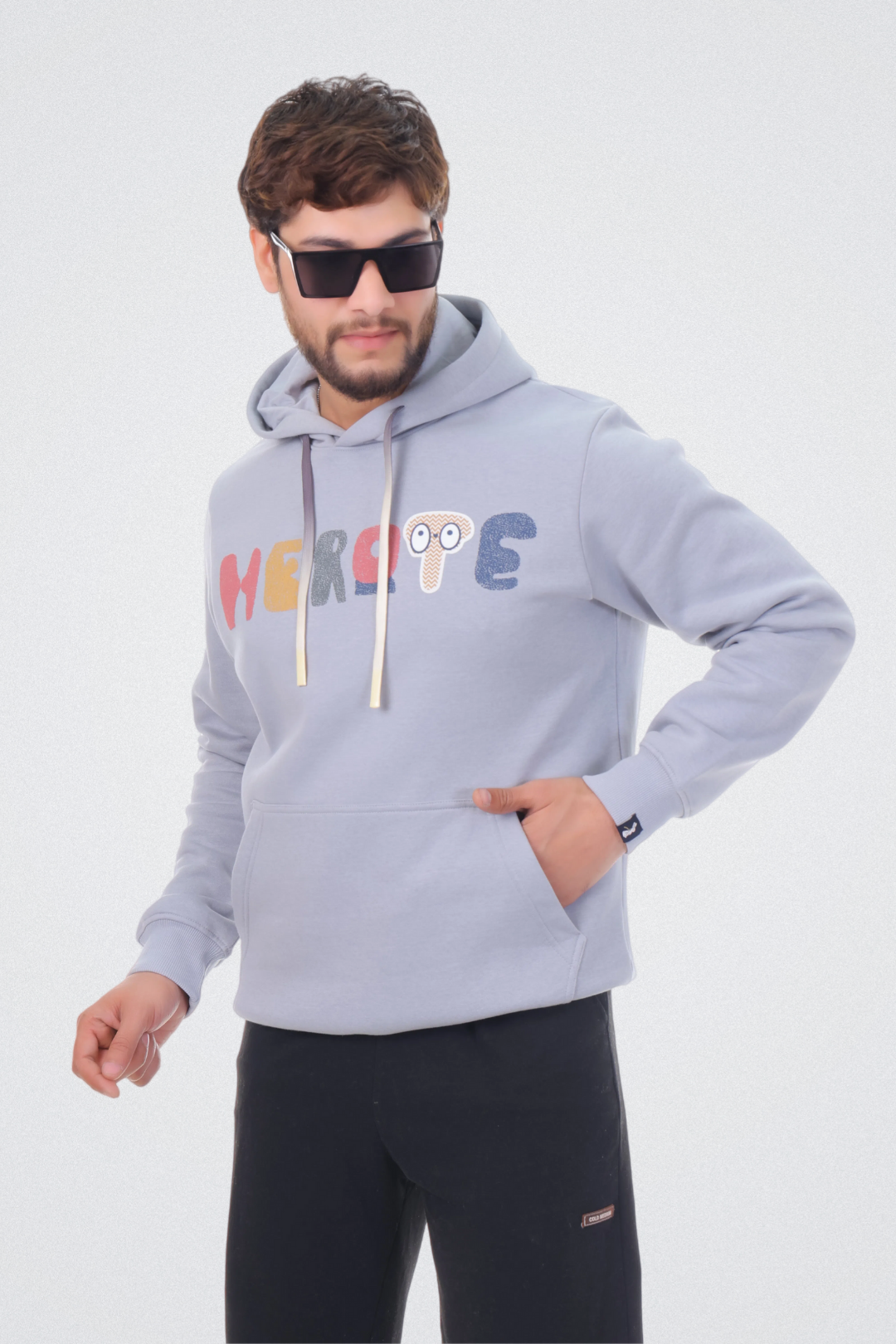 Typo Graphic Hoodie Light Grey