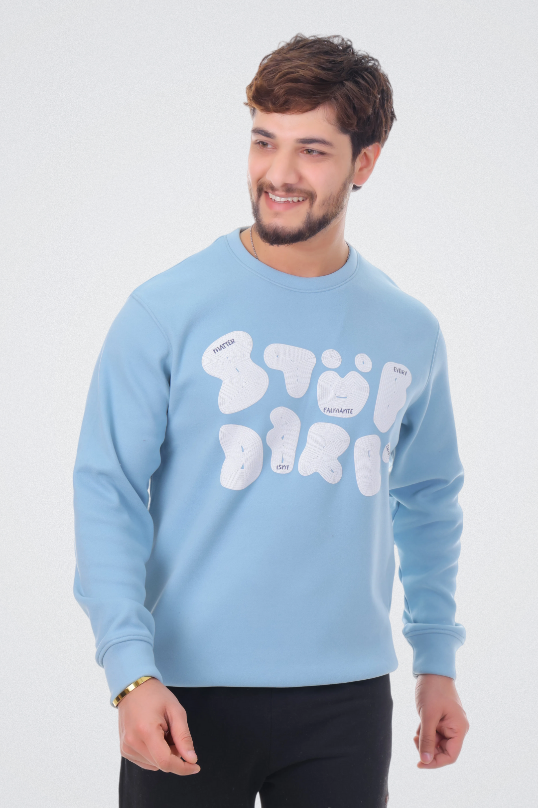 Abstract Typography Art Sky Blue Sweatshirt