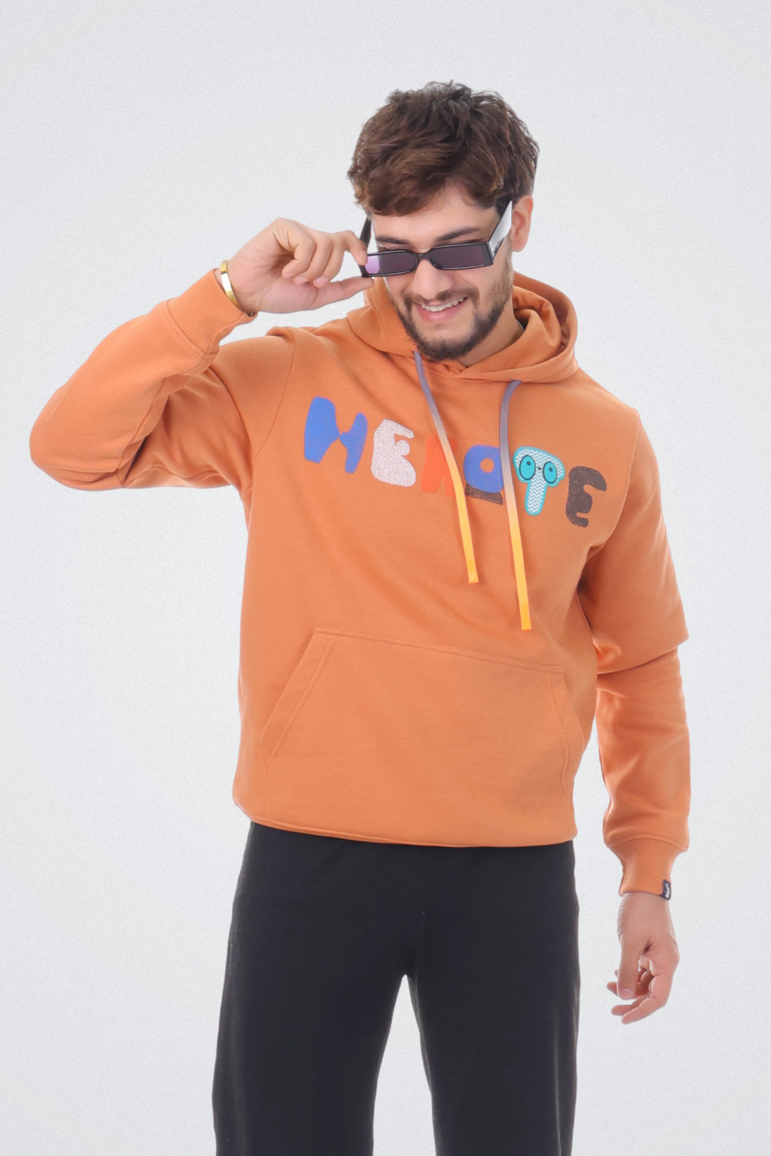 Typo Graphic Hoodie Orange