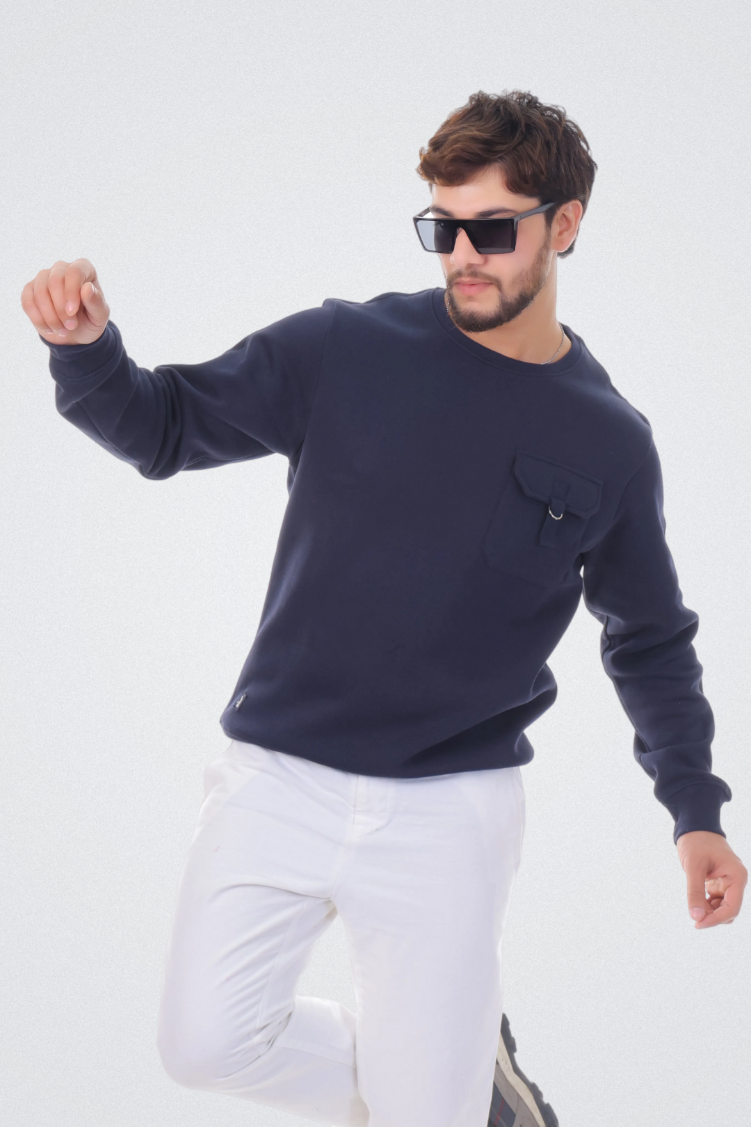 Solid Sweatshirt with Flap Pocket
