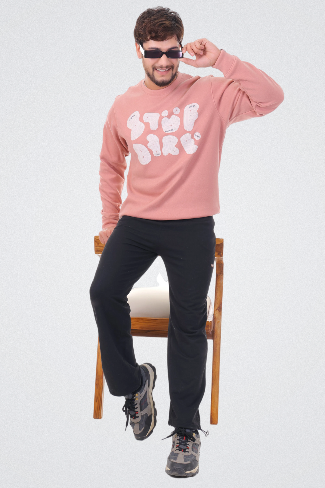 Abstract Typography Art Blush Pink Sweatshirt