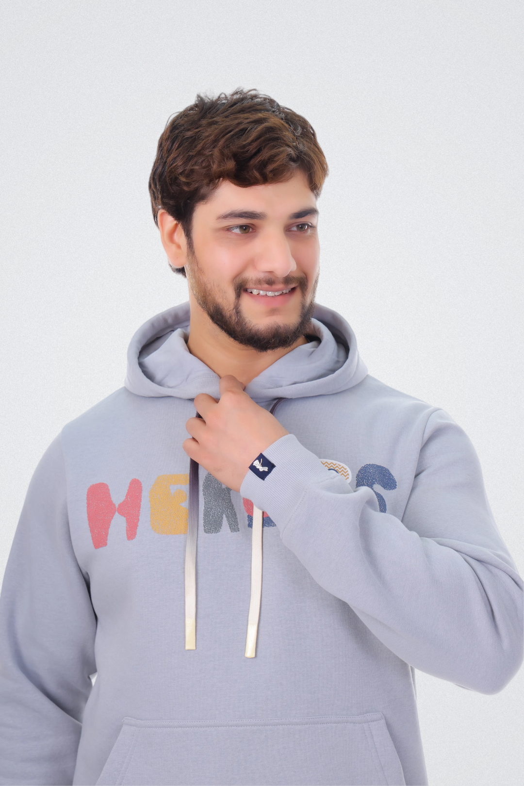 Typo Graphic Hoodie Light Grey