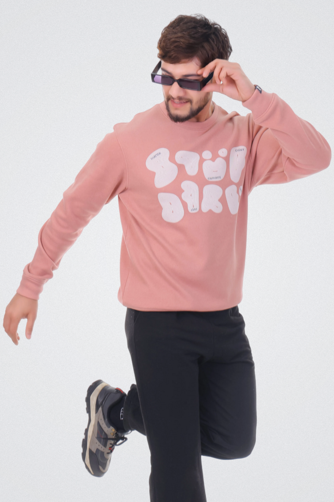 Abstract Typography Art Blush Pink Sweatshirt