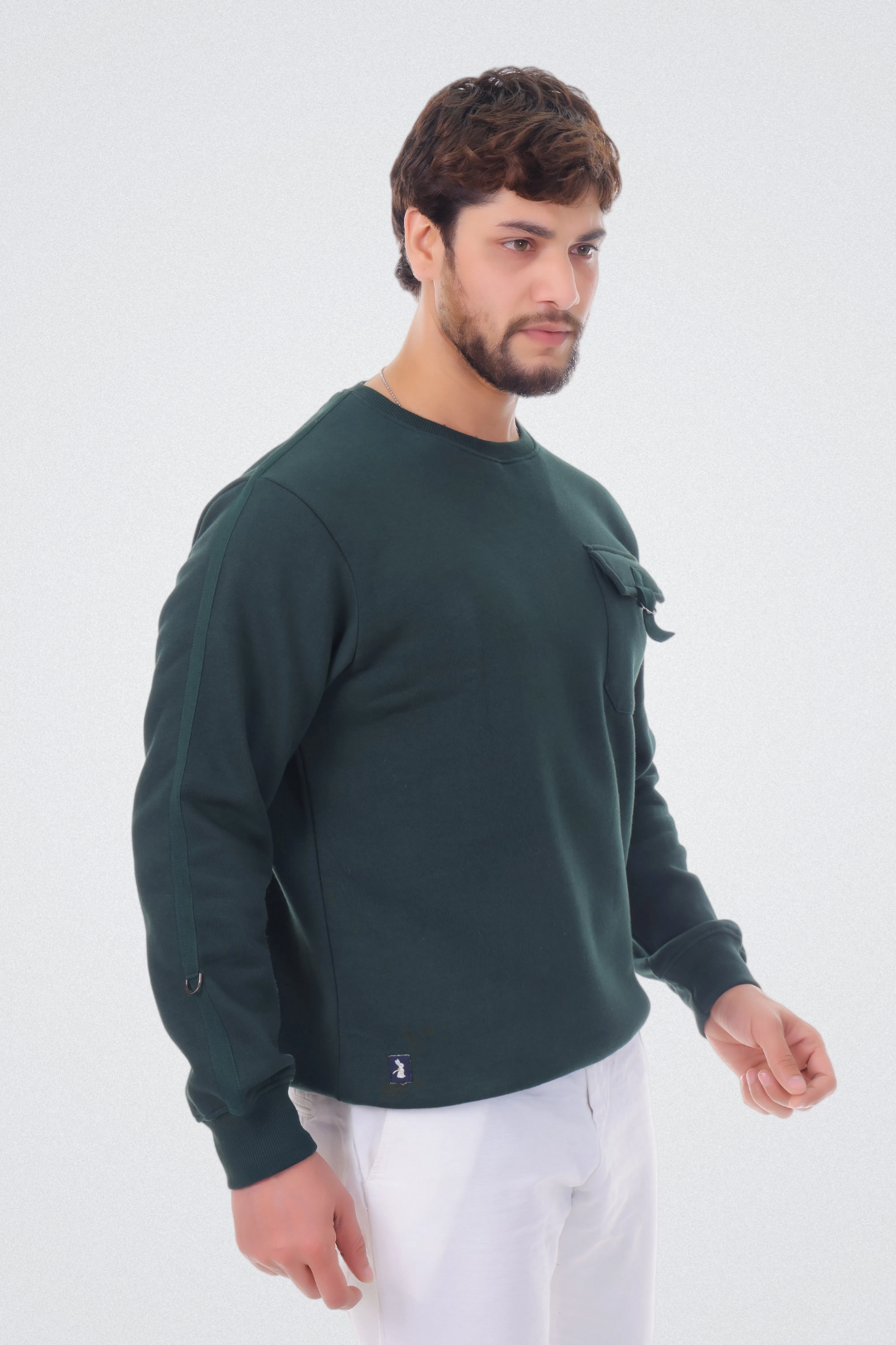 Solid Sweatshirt with Flap Pocket