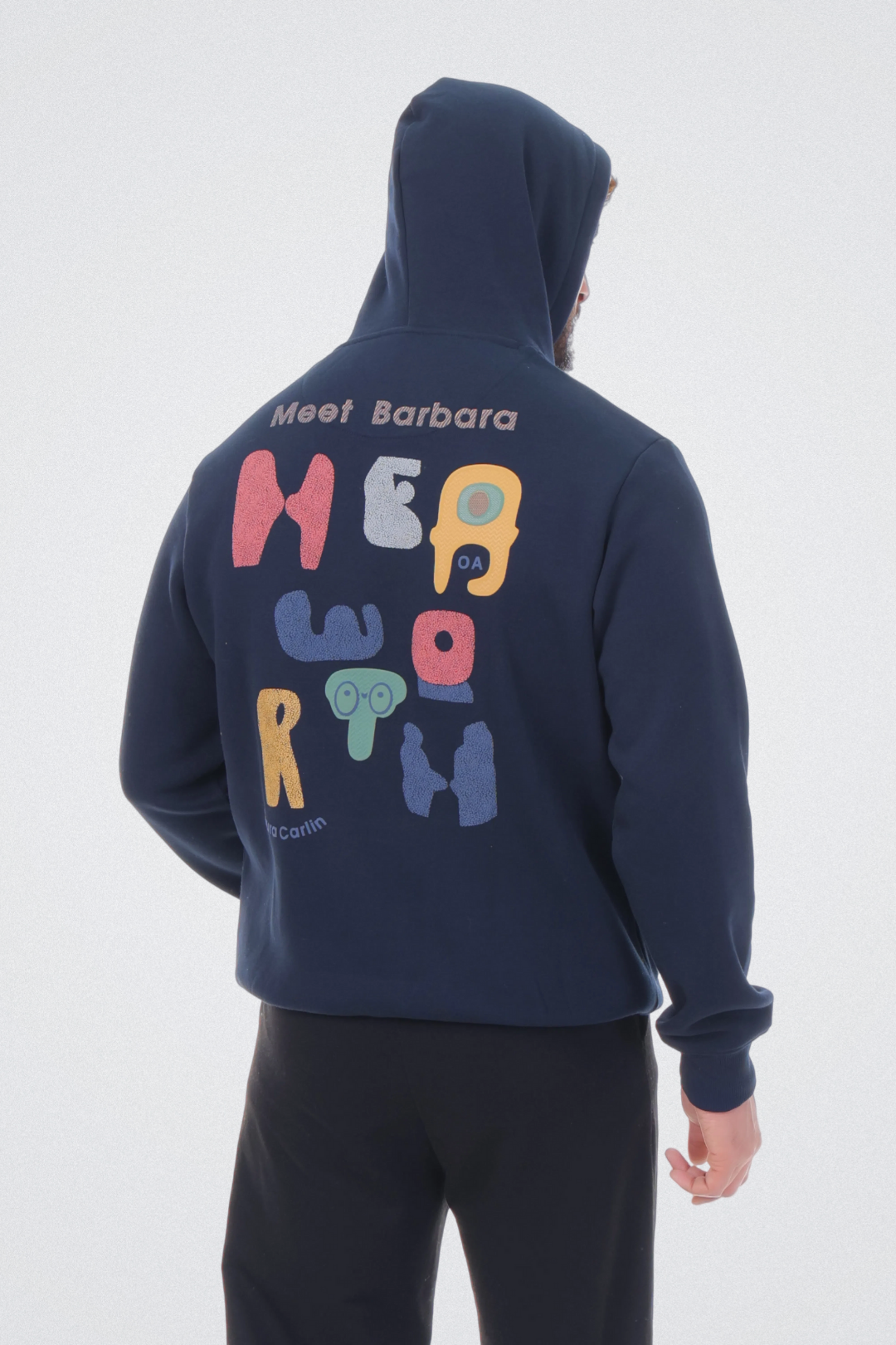 Typo Graphic Hoodie Navy Blue