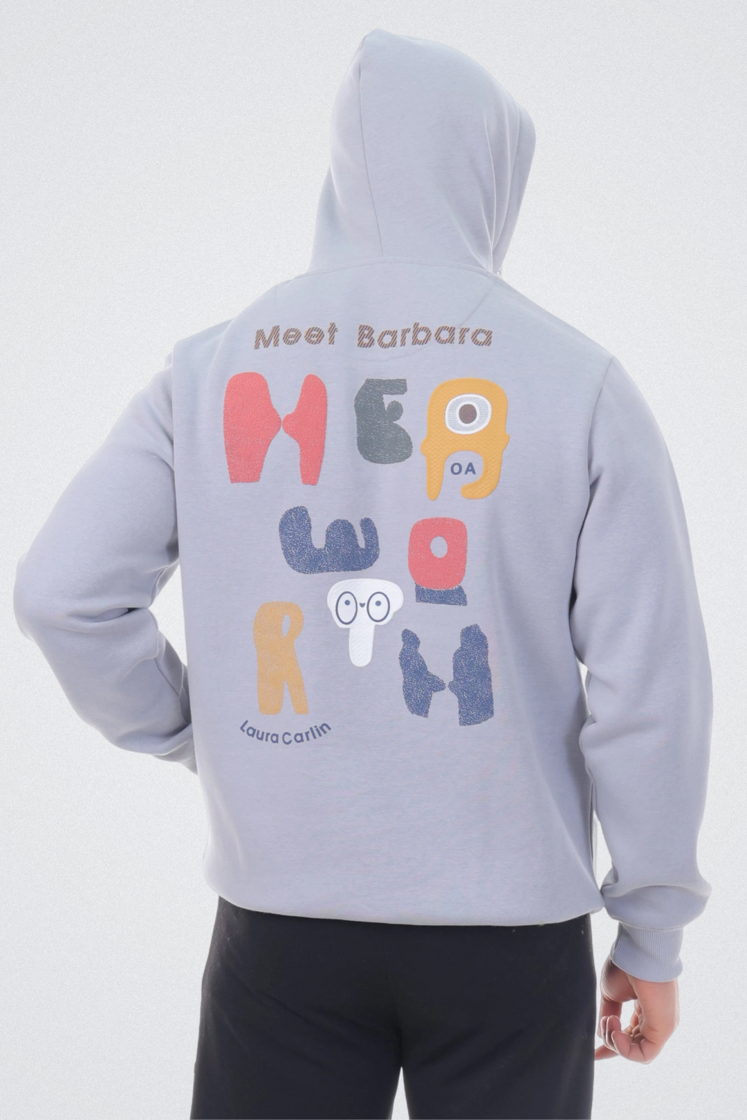 Typo Graphic Hoodie Light Grey