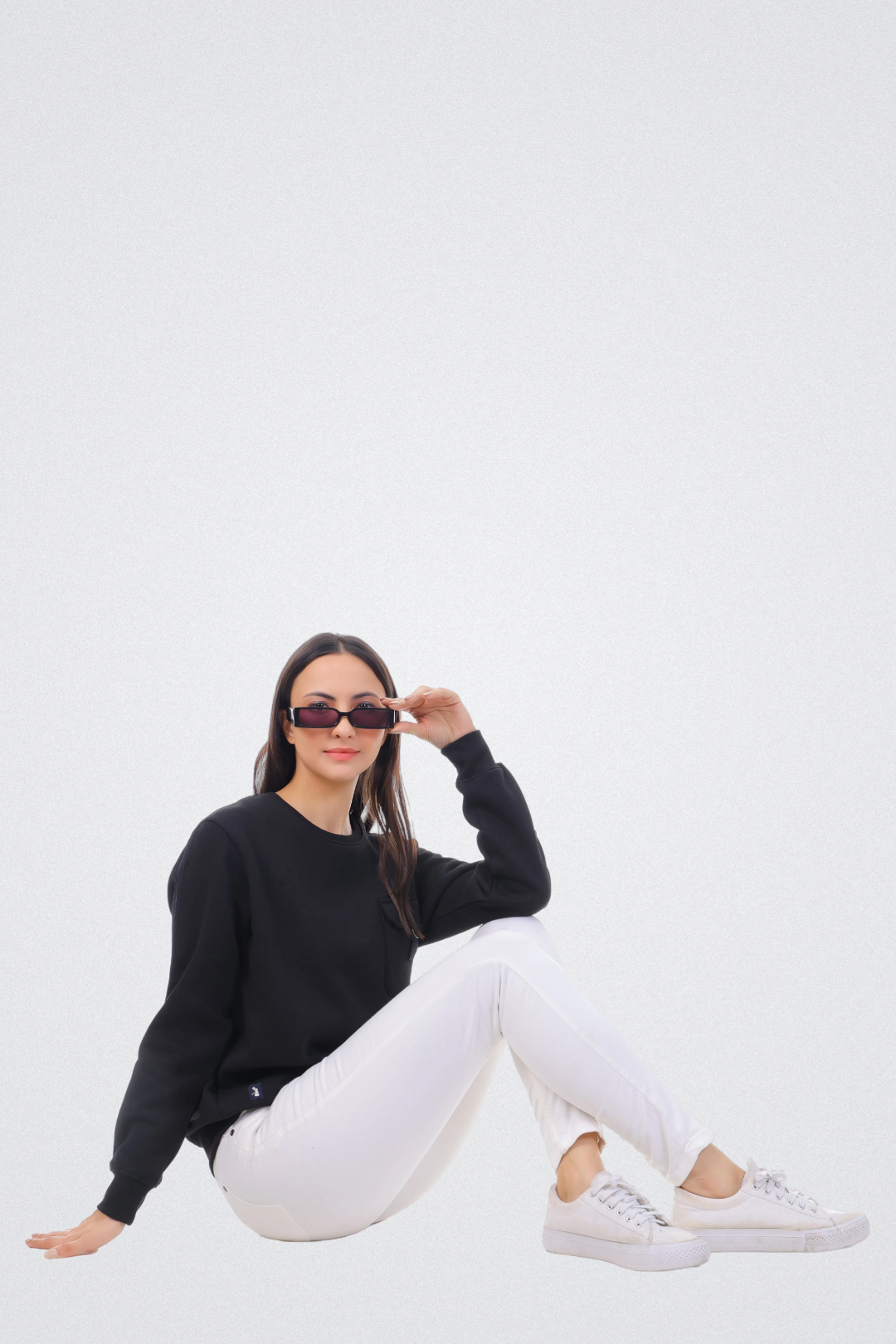 Solid Sweatshirt with Flap Pocket