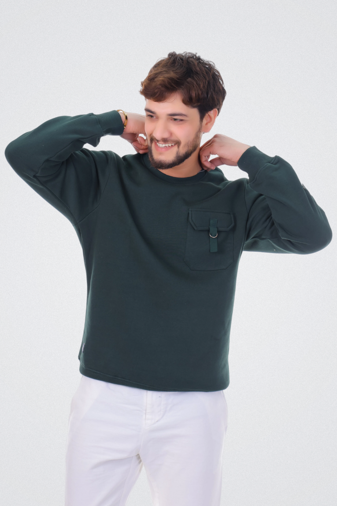 Solid Sweatshirt with Flap Pocket