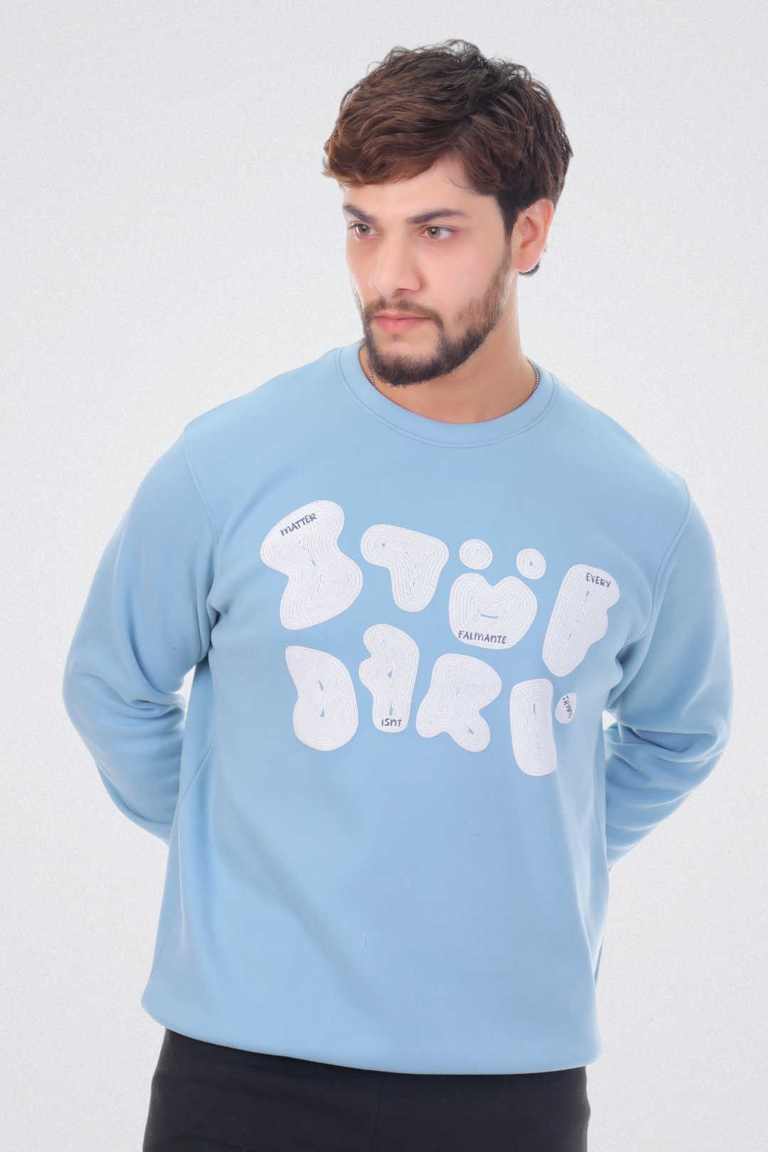Abstract Typography Art Sky Blue Sweatshirt