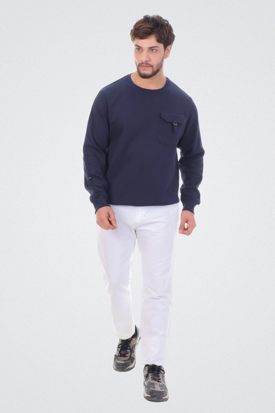 Solid Sweatshirt with Flap Pocket