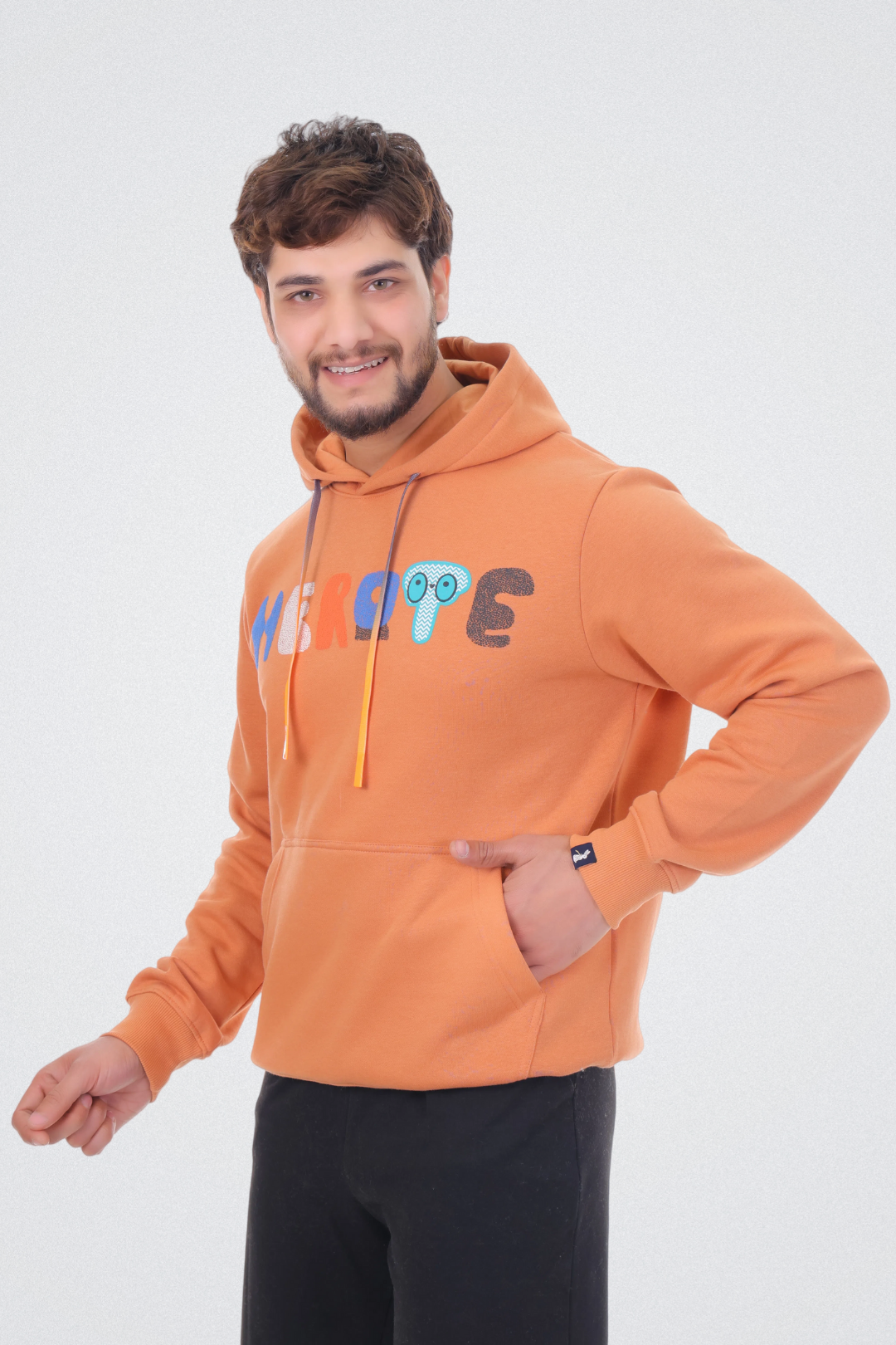 Typo Graphic Hoodie Orange