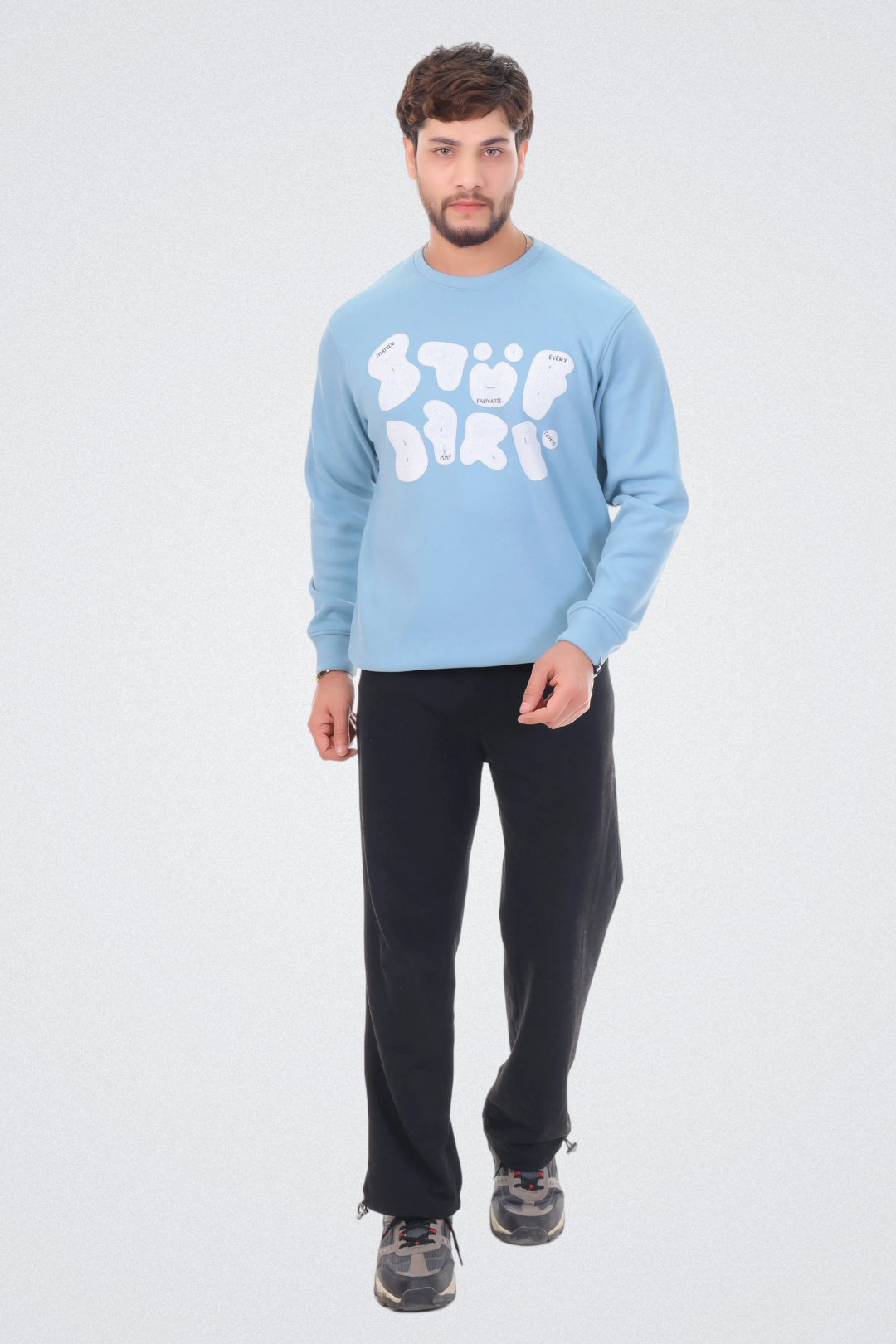 Abstract Typography Art Sky Blue Sweatshirt