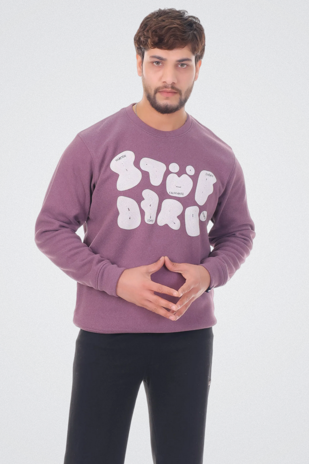 Abstract Typography Art Plum Purple Sweatshirt