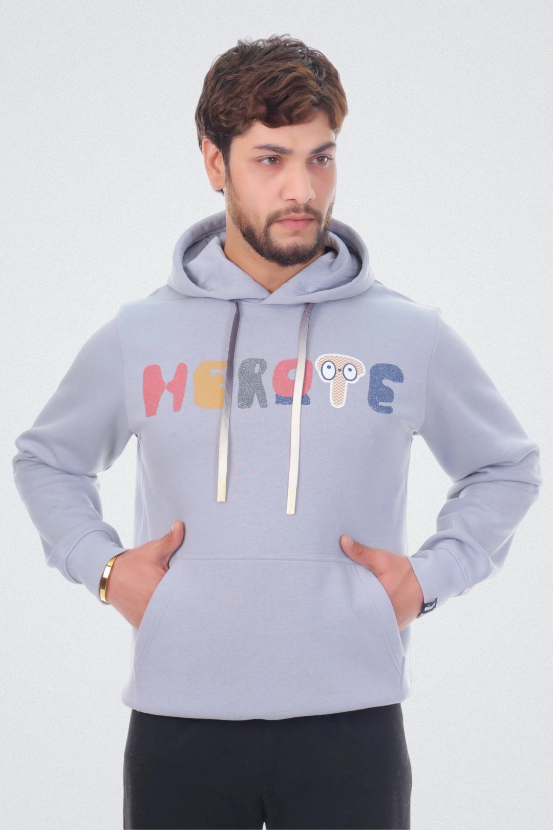 Typo Graphic Hoodie Light Grey