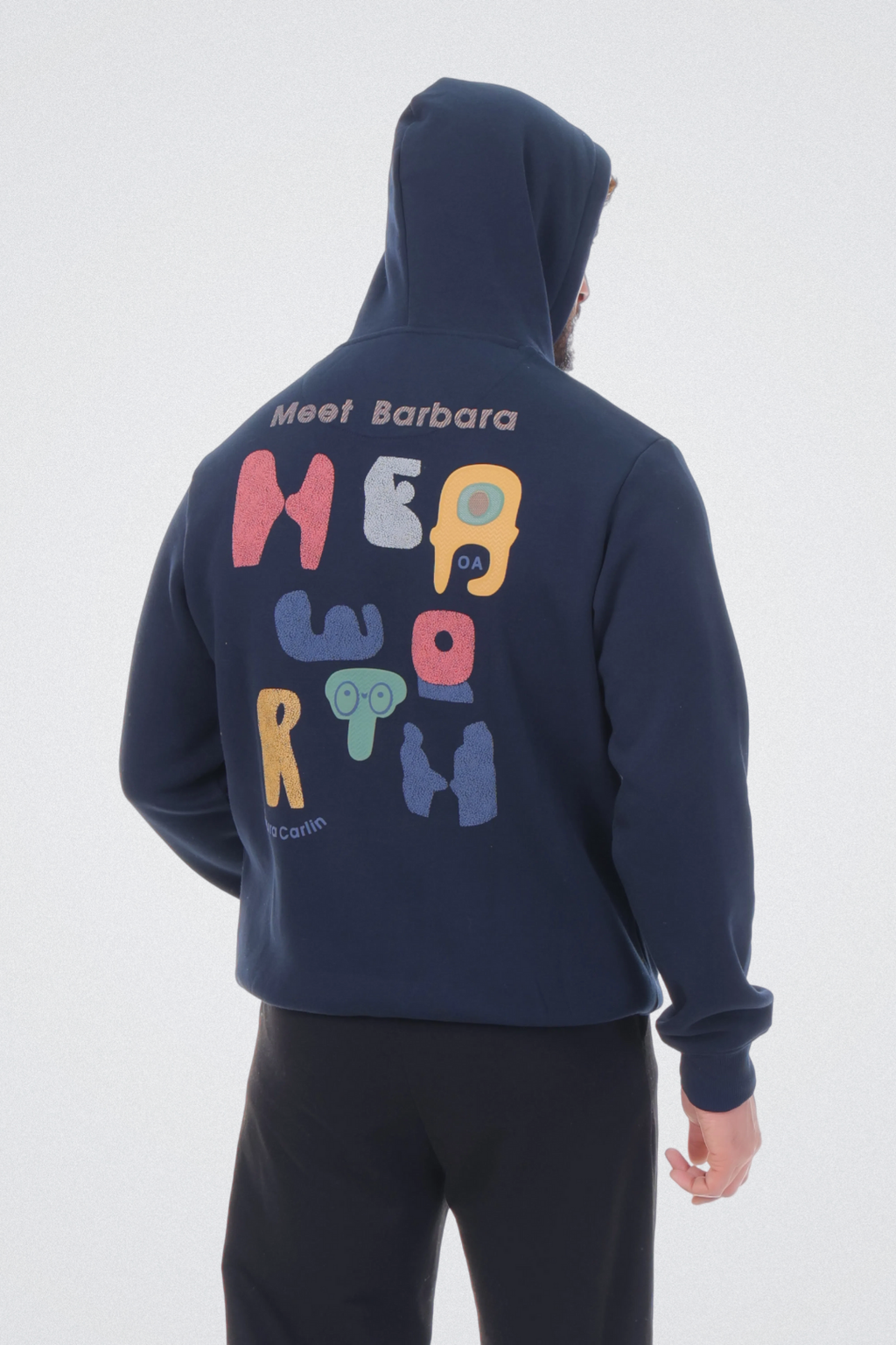 Typo Graphic Hoodie Navy Blue